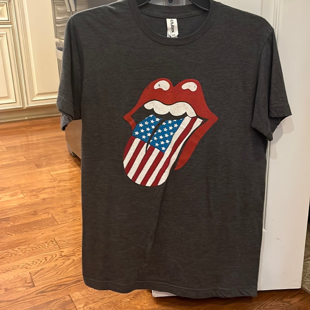 cute gray rolling stones american flag shirt